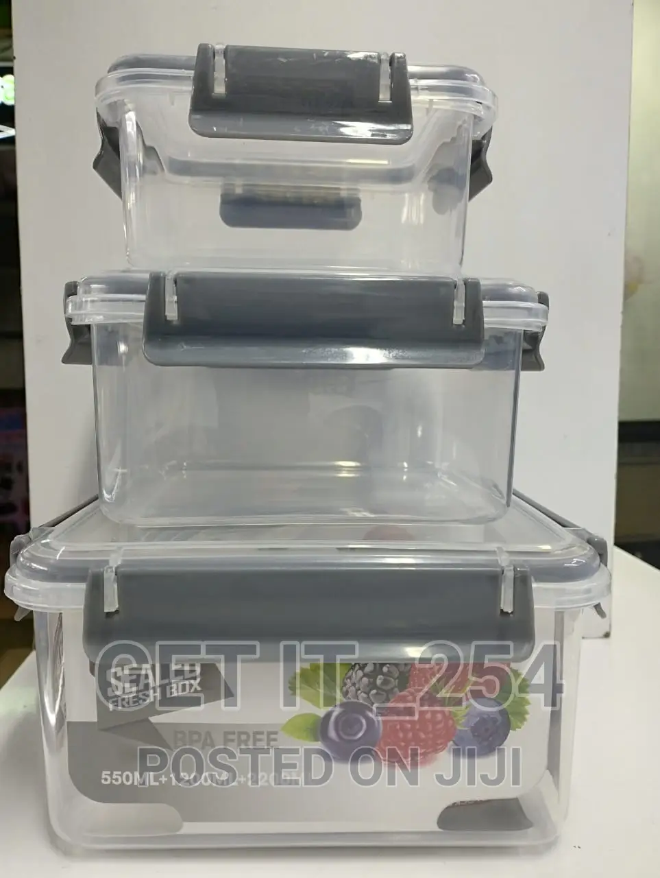 3pcs Refrigerator Storage Box With Airtight Seal Lids