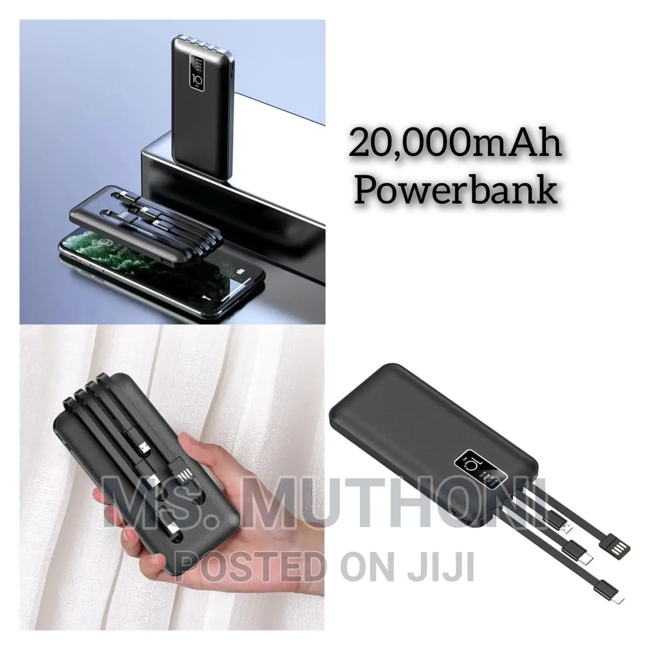 4 Cables 20,000 Mah Power Bank