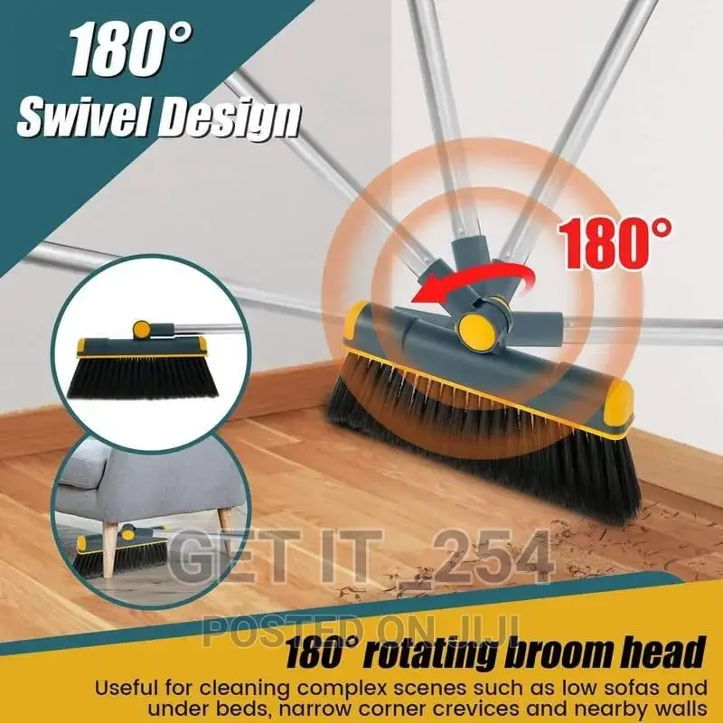 180° Rotating Long Broom Scoop Folding Dustbin Pan