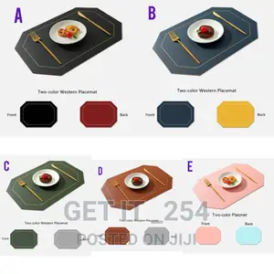 6pcs Double Sided PU Leather Nordic Style Antislip Table Mat