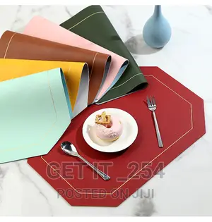 6pcs Double Sided PU Leather Nordic Style Antislip Table Mat
