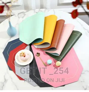 6pcs Double Sided PU Leather Nordic Style Antislip Table Mat