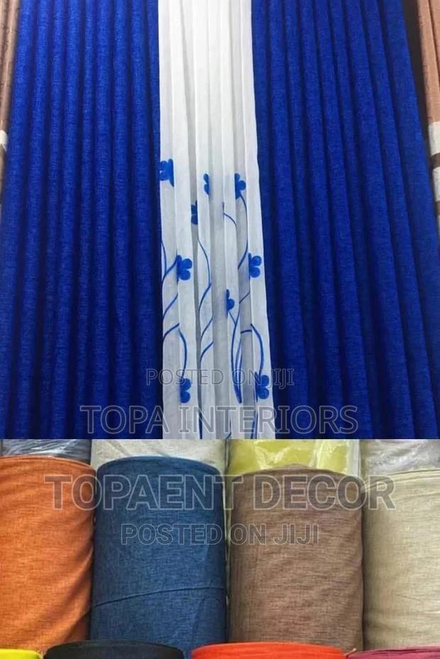 Rough Textured Blue Linen Curtains for Windows and Doors - main view