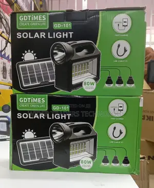 Gd Light With Solar Usb With 3 Bulbs
