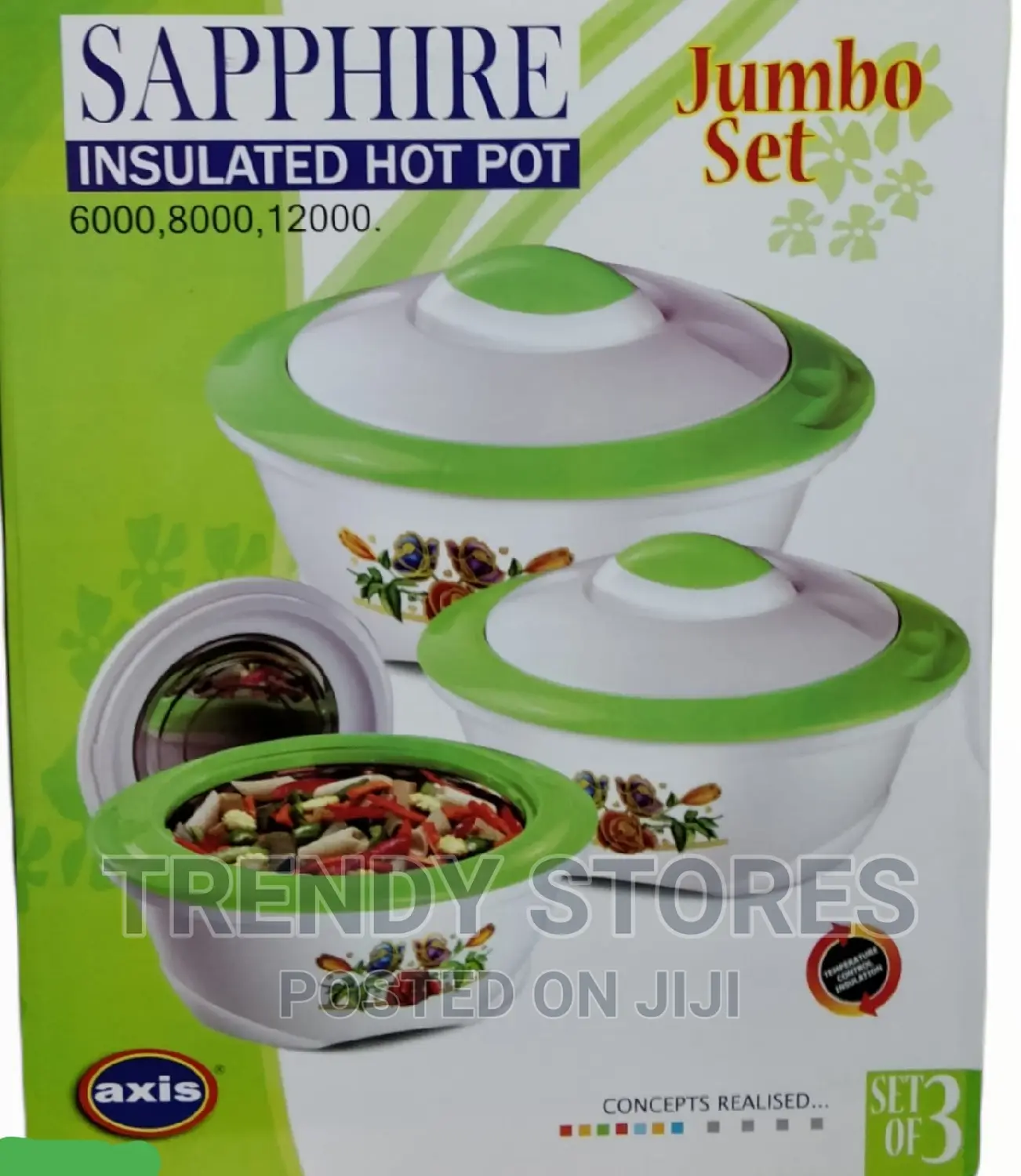 Sapphire Insulated Hot Pot Set of 3
