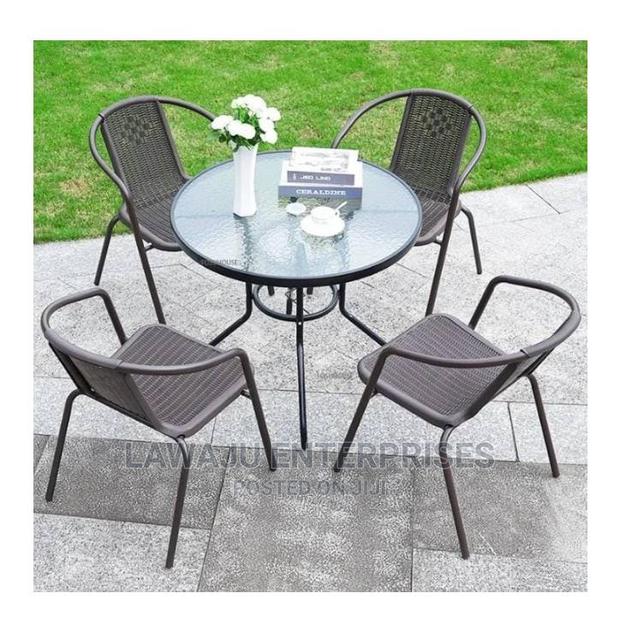 4 Rattan Chairs + Tempered Glass Table