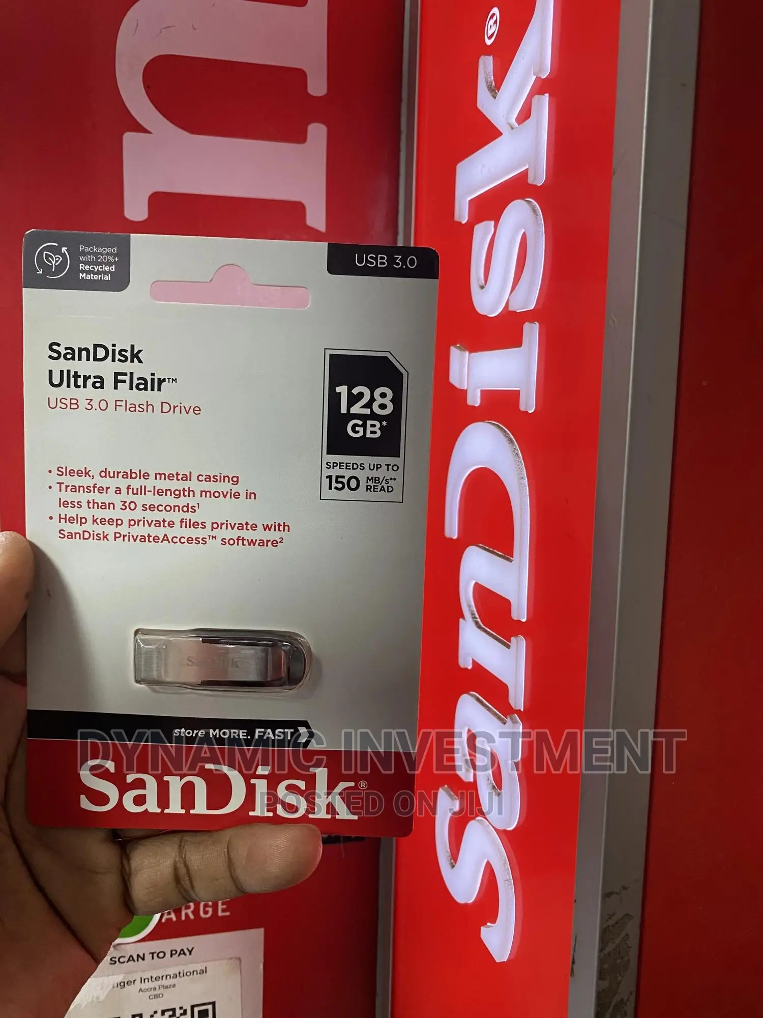 Original Sandisk Ultra Flair 128GB 150 MB/S Flash Drive/Disk