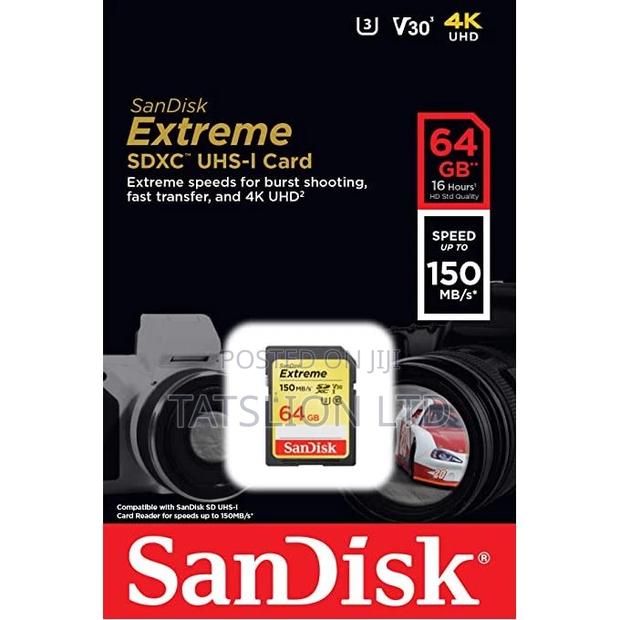 Sandisk 64GB Camera SD Card, Extreme High Speed