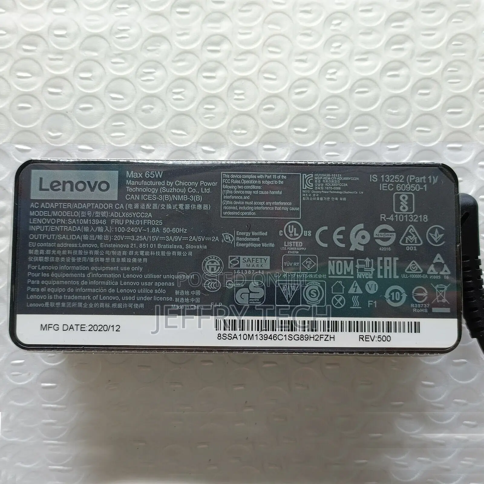 Lenovo 65W USB-C Charger Type-C Adapter for Thinkpad X1 Car