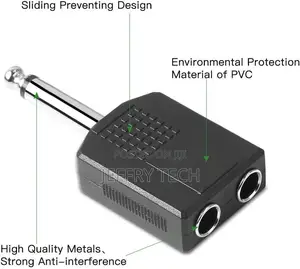 6.35mm 1/4" Male to Dual Female Audio Splitter Converter Jac