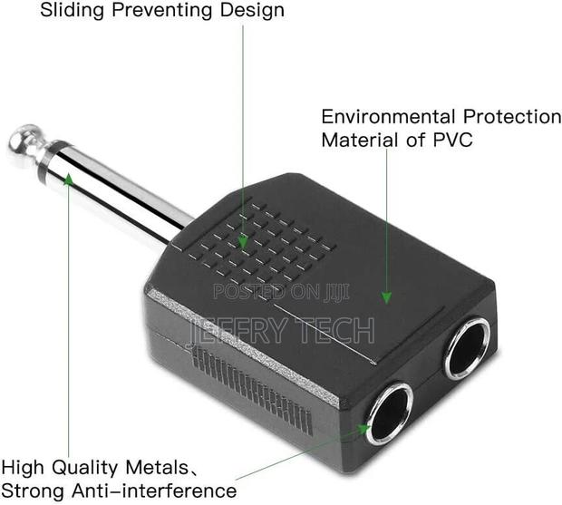 6.35mm 1/4" Male to Dual Female Audio Splitter Converter Jac