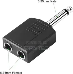 6.35mm 1/4" Male to Dual Female Audio Splitter Converter Jac