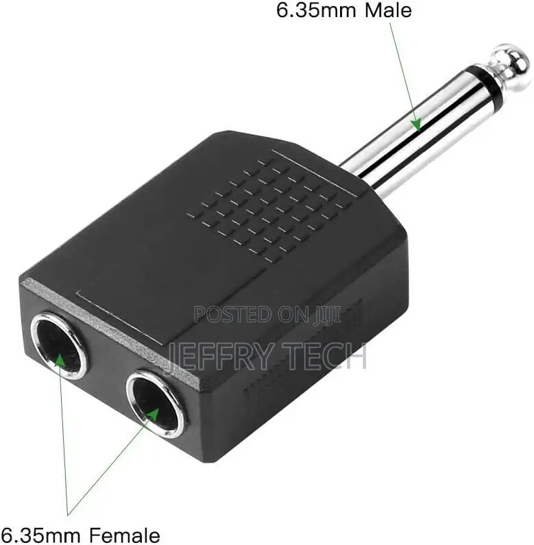 6.35mm 1/4" Male to Dual Female Audio Splitter Converter Jac