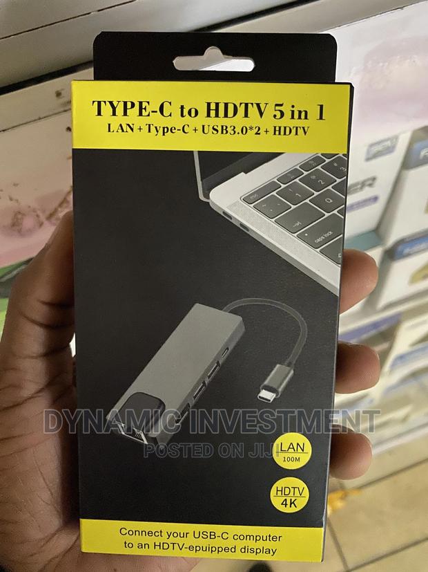 5 in 1 USB Type C Hub USB C Hub to Gigabit Ethernet Rj45