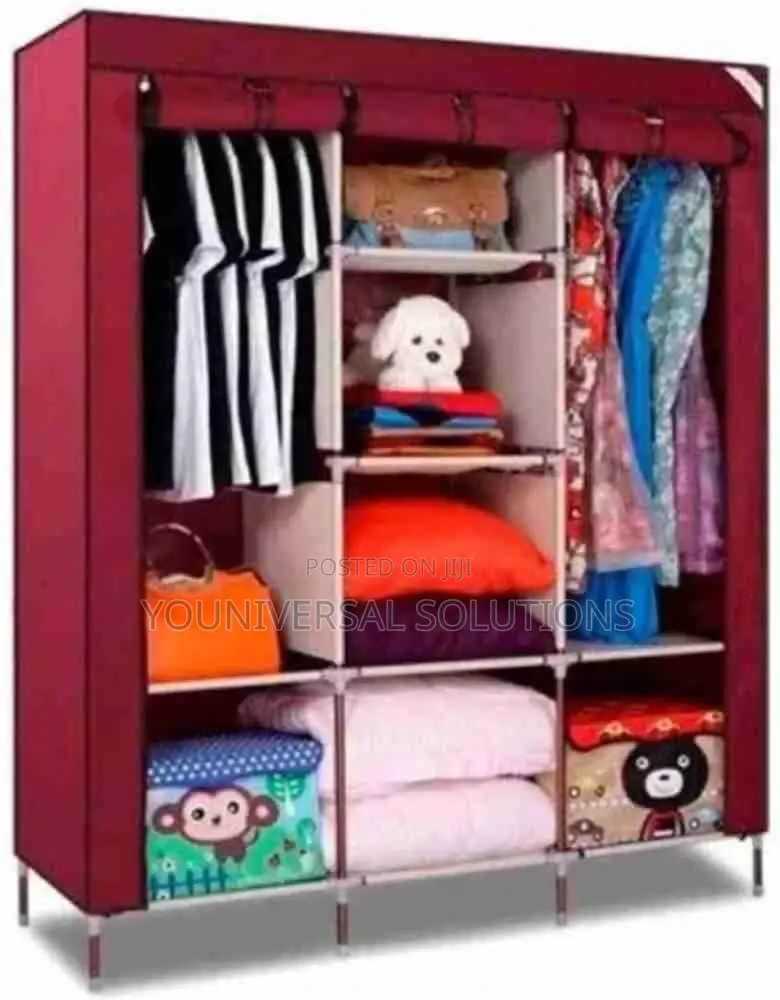 3-column Portable Metallic Wardrobe