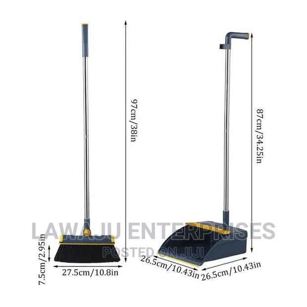 180° Rotating Long Broom Scoop Folding Dustpan Set - thumbnail 2