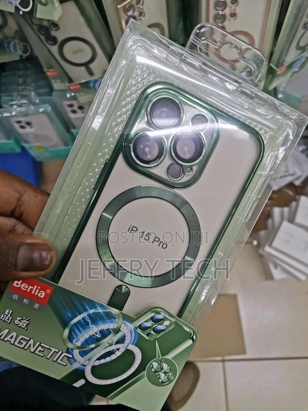 Case-Magsafe for iPhone 15 Pro Max Shockproof Plating Silico - thumbnail 2