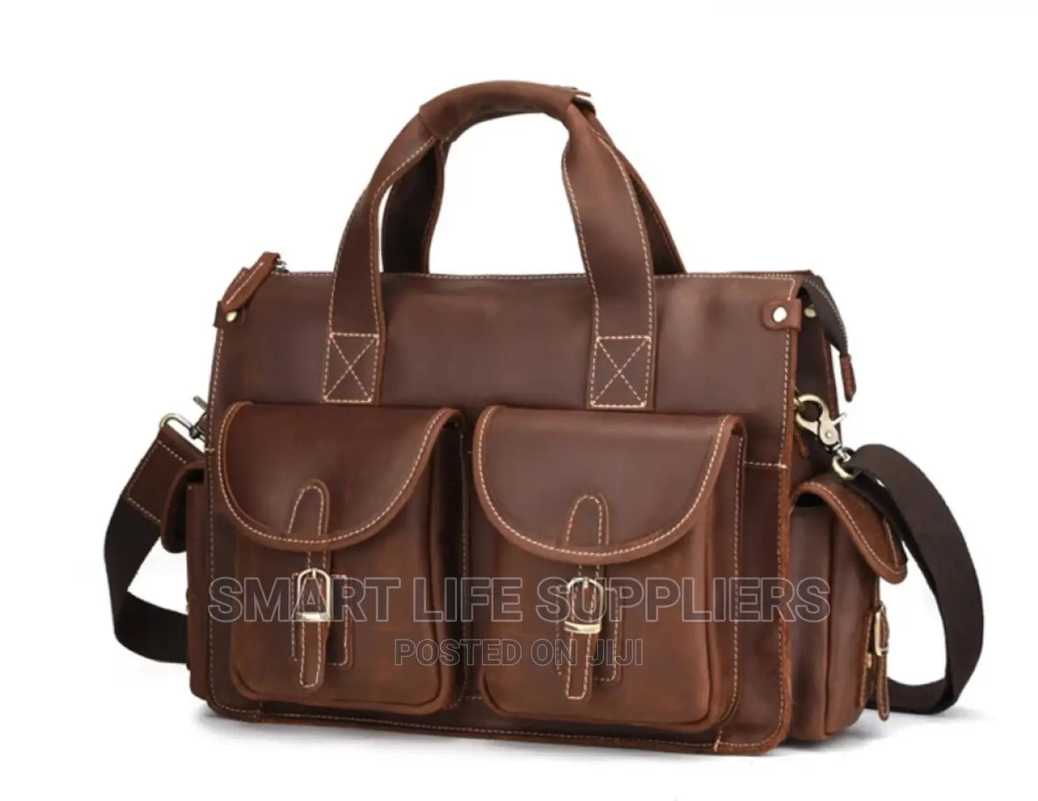 14′′ Natural Crazy Horse Leather Hand and Cross Body Bag
