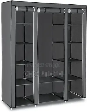 Mettalic Portable Cloth Wardrobe 3 Column