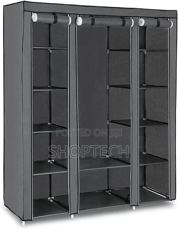 Mettalic Portable Cloth Wardrobe 3 Column