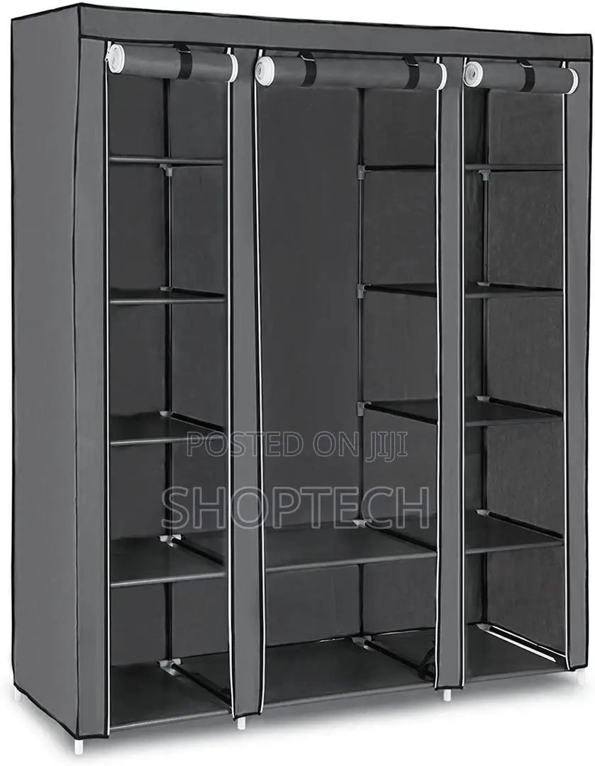 Mettalic Portable Cloth Wardrobe 3 Column