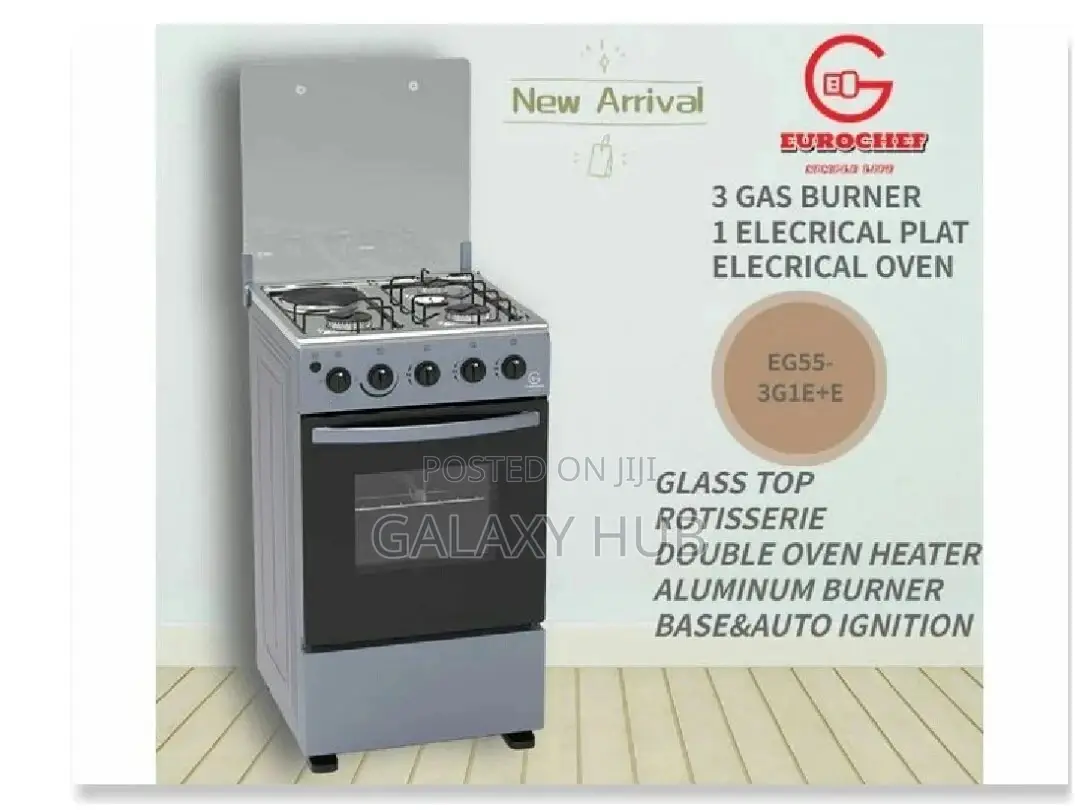 Eurochef Eg55-3g1e+E Oven Free Stand Glass Top Cooker