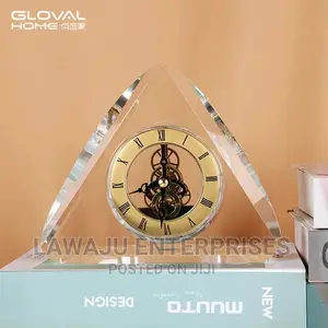 Triangular Shaped Clear Crystal Table Clock