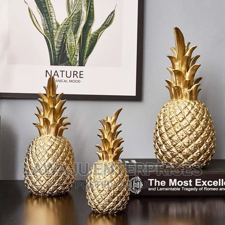 Decorative Golden Ceramic Pineapple