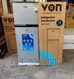 Von VART-19DHS Double Door Fridge 136L - Silver