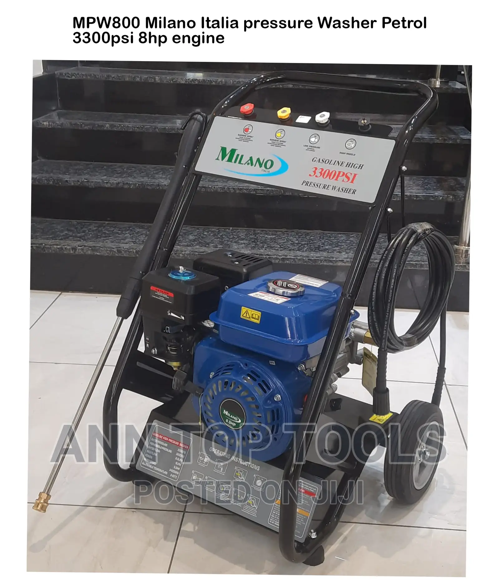 MPW800 Milano Italia Pressure Washer Petrol 3300psi 8hp