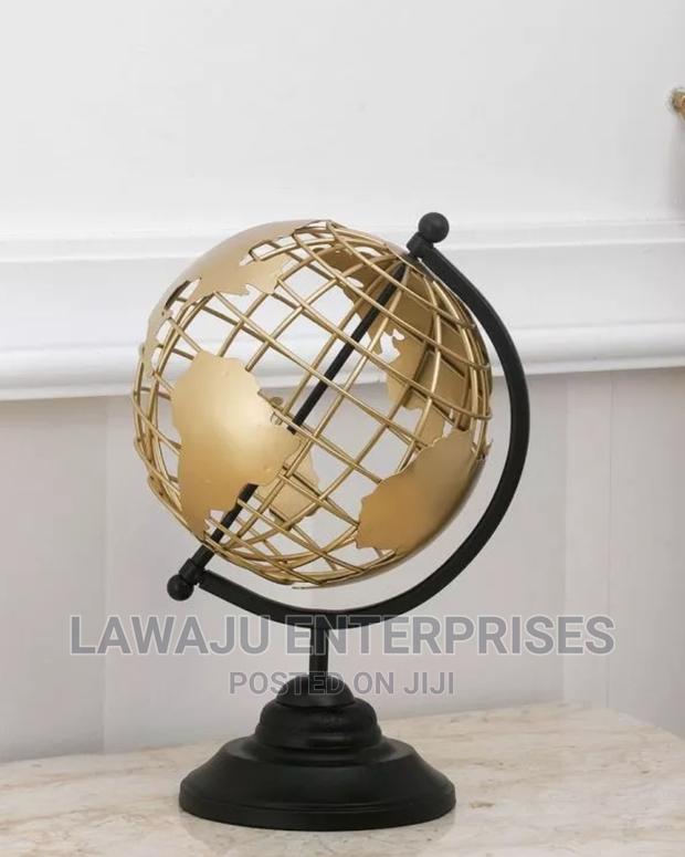 World Map Armando Gold Perforated Table Globe With Base - main view