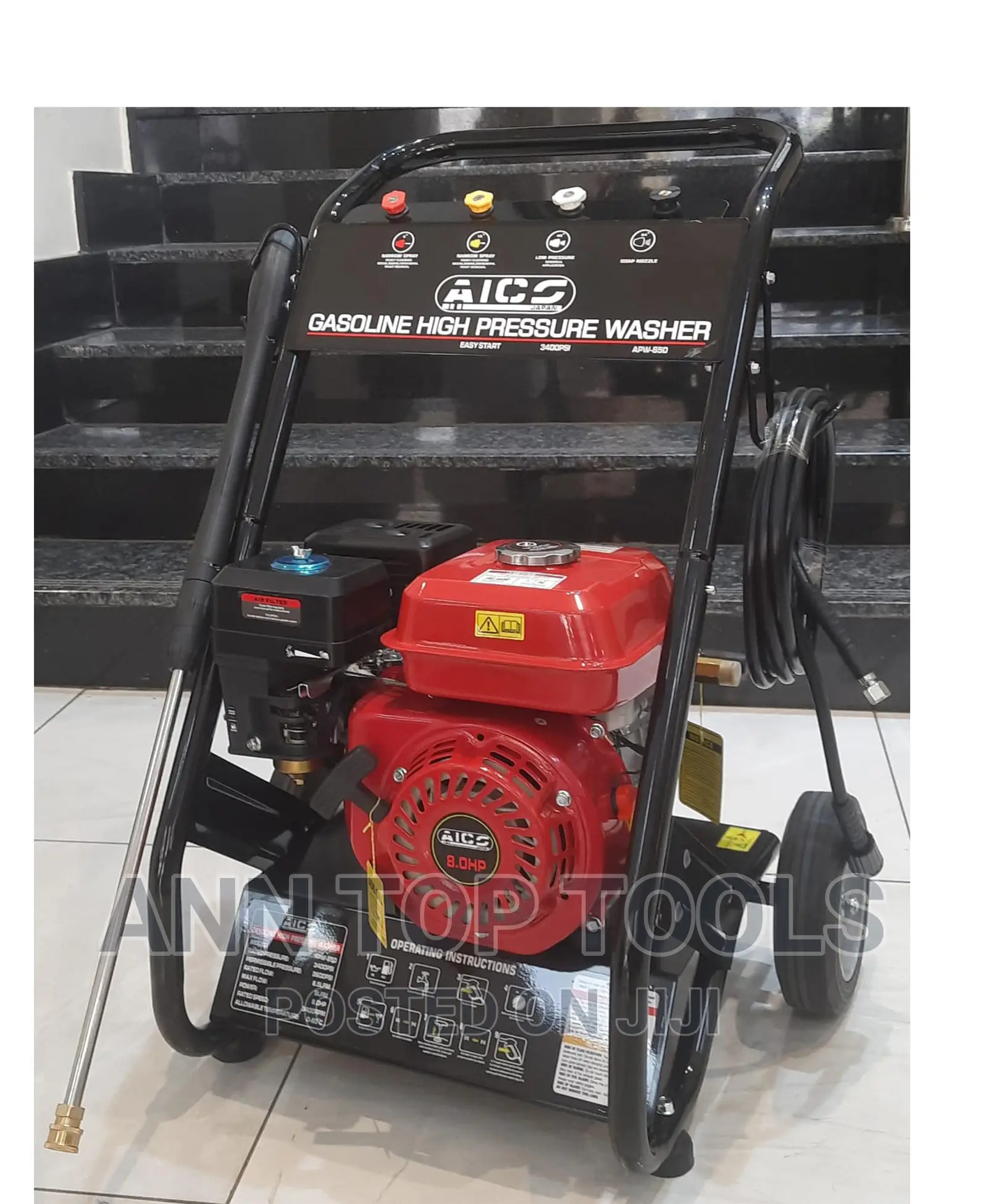 APW850 Aico Japan Pressure Washer Petrol 3400psi 8hp Engine
