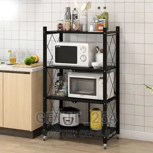 4 Layer Foldable Kitchen Rack Material Carbon Steel.