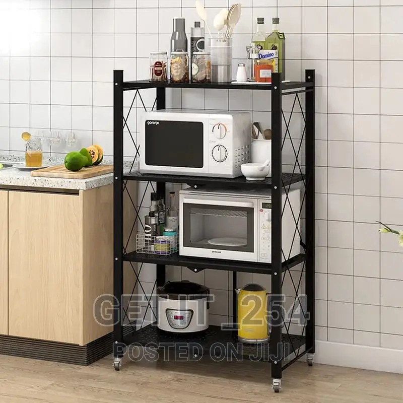 4 Layer Foldable Kitchen Rack Material Carbon Steel.