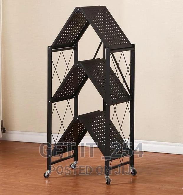 4 Layer Foldable Kitchen Rack Material Carbon Steel. - thumbnail 2