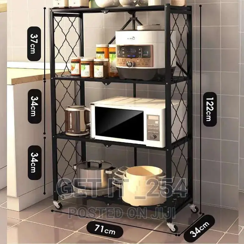 4 Layer Foldable Kitchen Rack Material Carbon Steel.