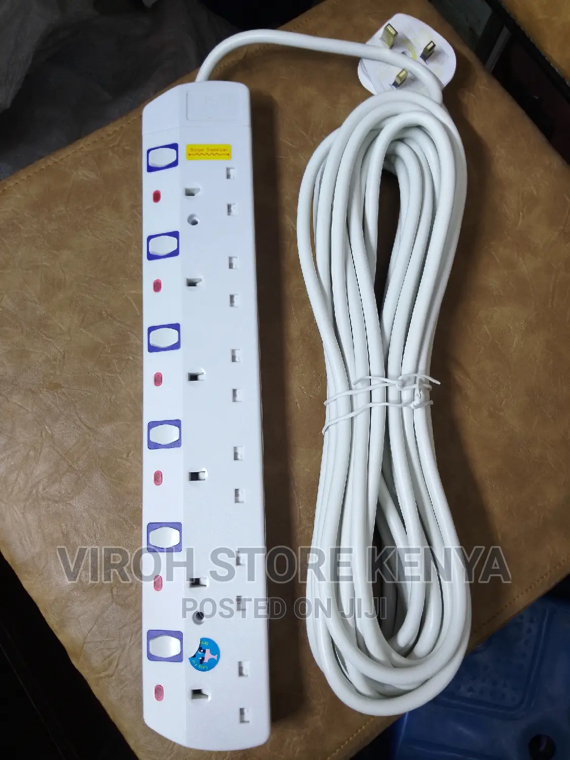Socket Extension Cable 10 Metres 6 Ports Surge Protector