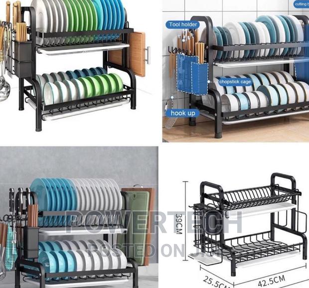 2 Tier Heavy Duty Dish Rack With Cutlery Holder.