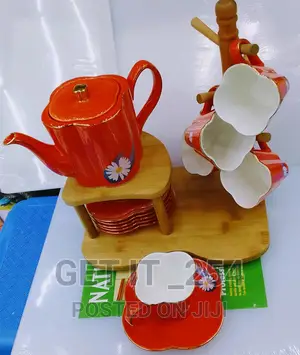 Ceramic Tea Set With Bamboo Holder 1 Ceramic Tea Pot