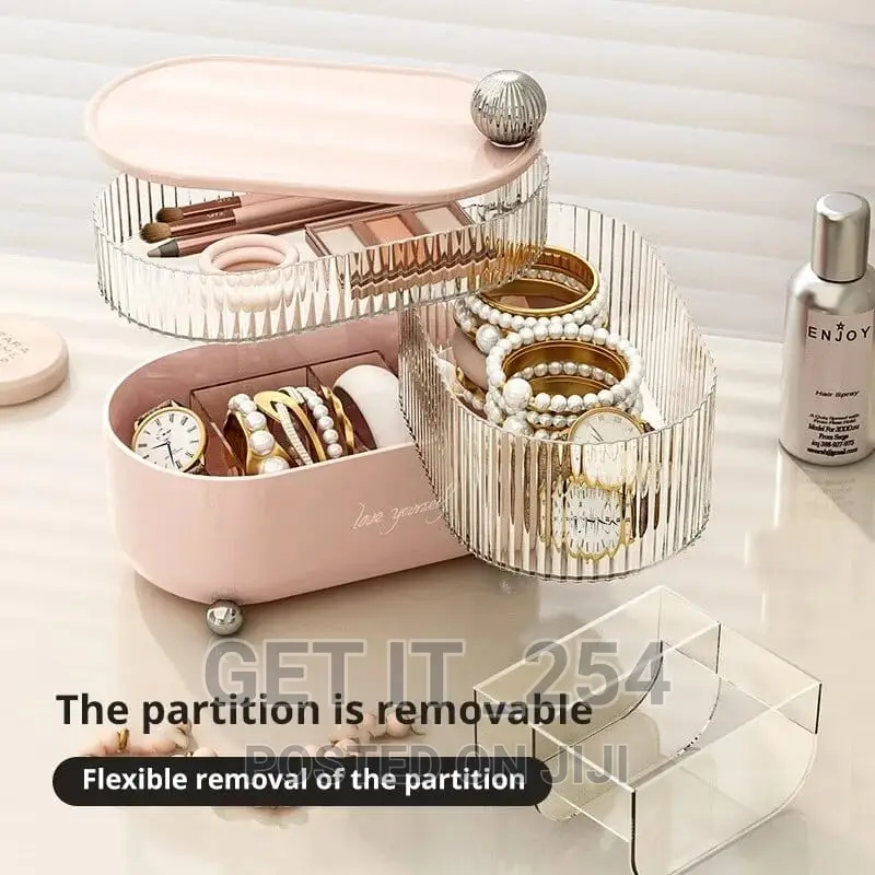 Rotating Jewellery Storage Box Earing Ring Box Cosmetic