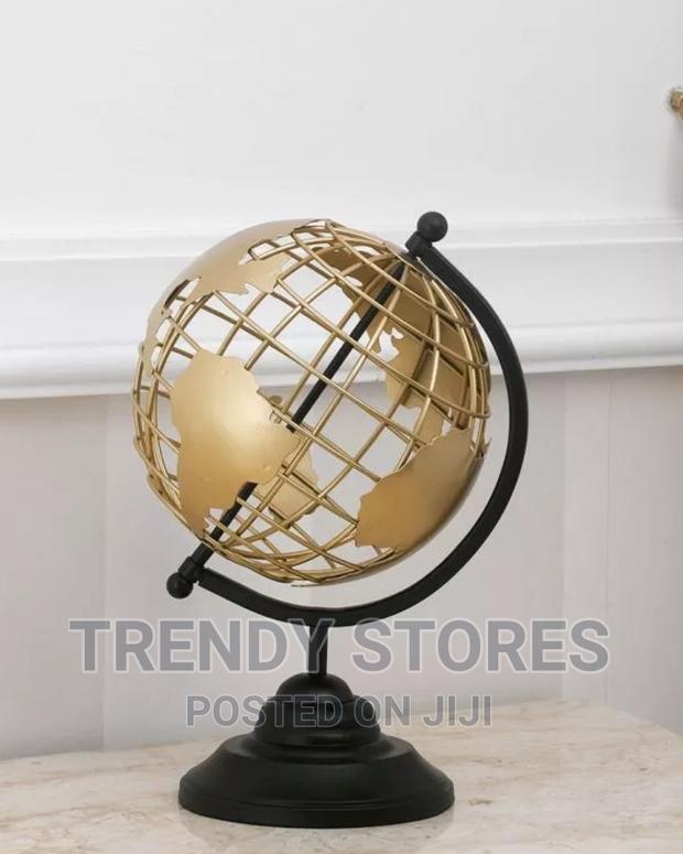 World Map Armando Gold Perforated Table Globe With Base - main view