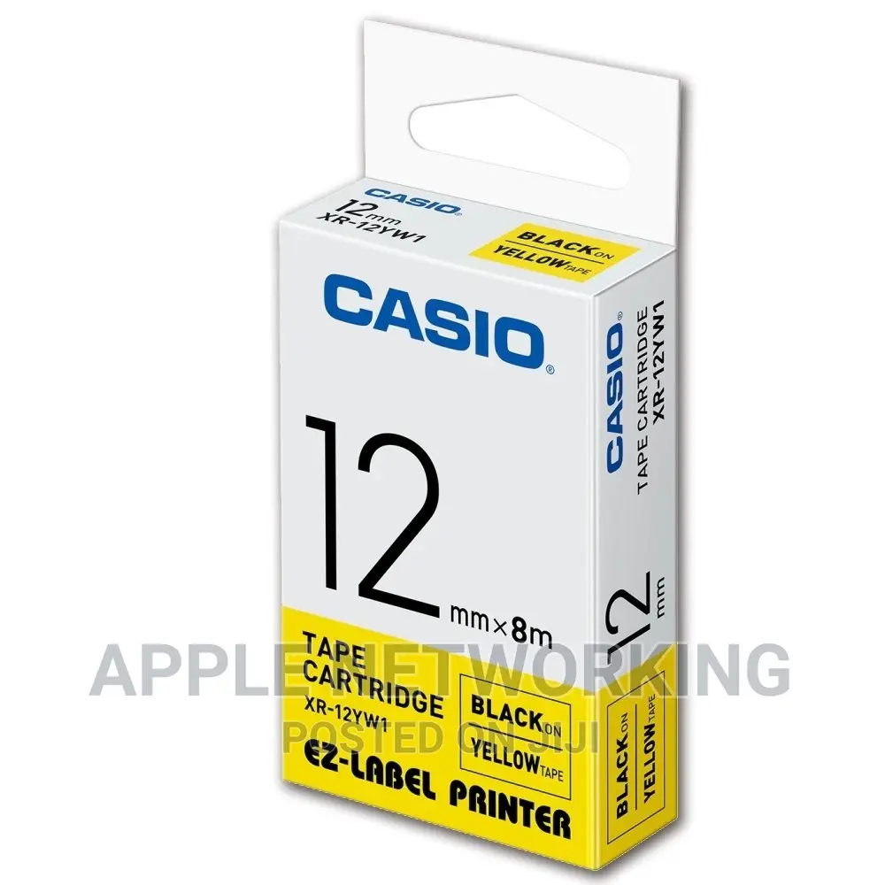 Casio Cartridge 12mm Black on Yellow