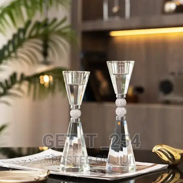 Silver Luxury Crystal and Rhinestone Candle Holder