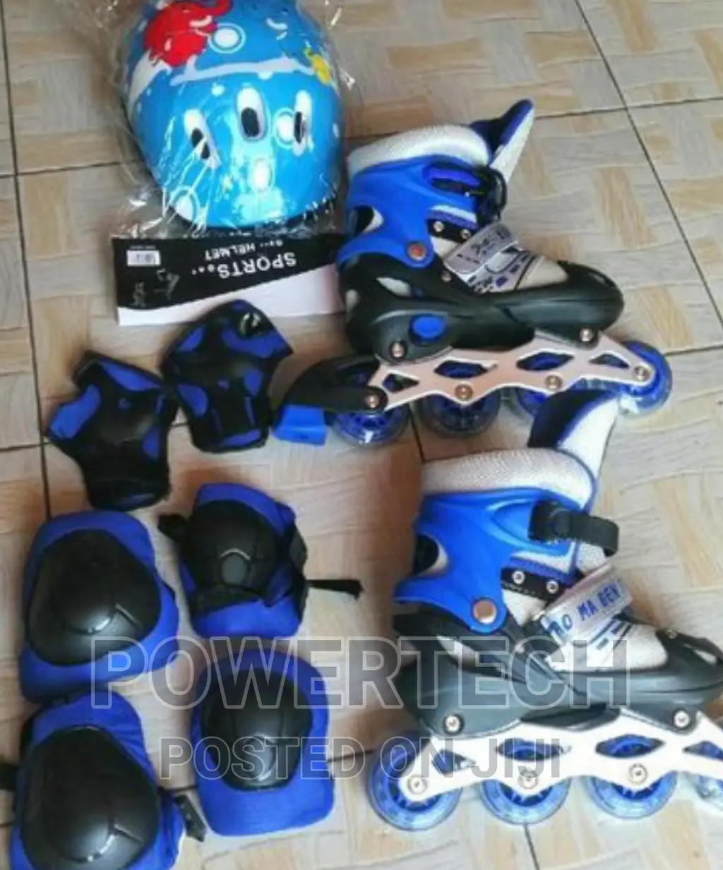 Complete Kit Blue Roller Skates Shoes