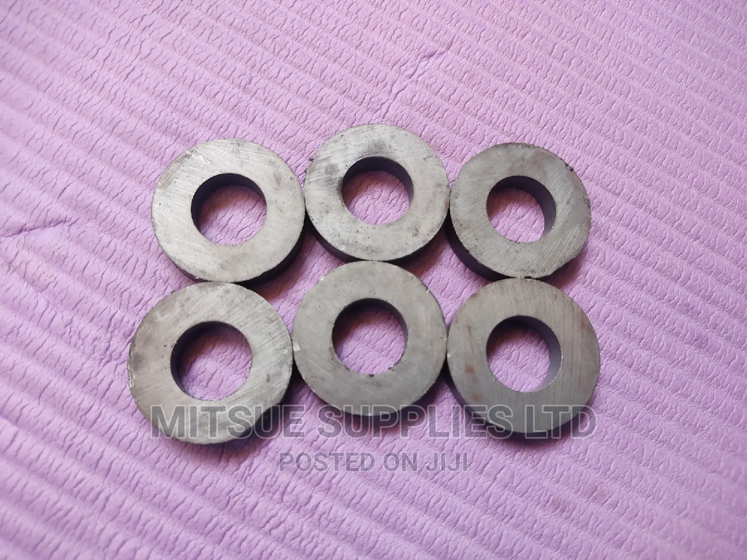 HALF a Dozen Round Ceramic Magnets With Hole- 3.9 Diameter