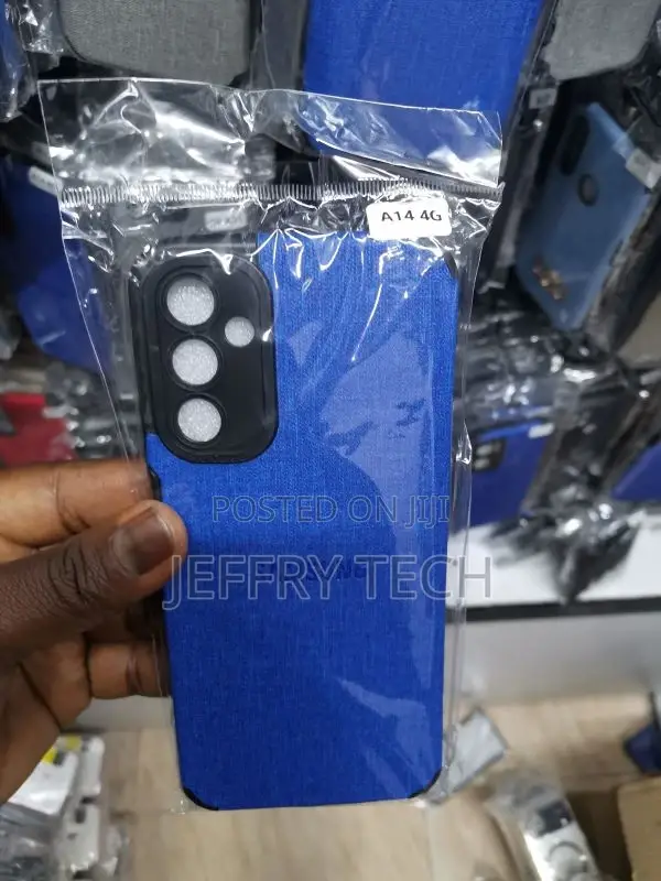 Samsung A14 Blue Fabric Jeans Texture Camera Protection Case