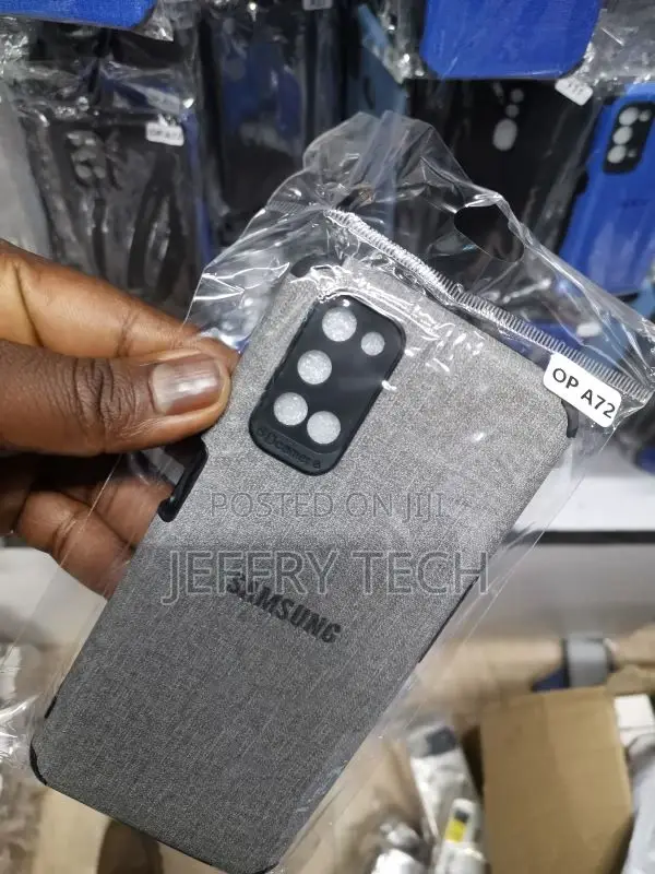 Oppo A72 Gray Fabric Jeans Texture Camera Protection Case