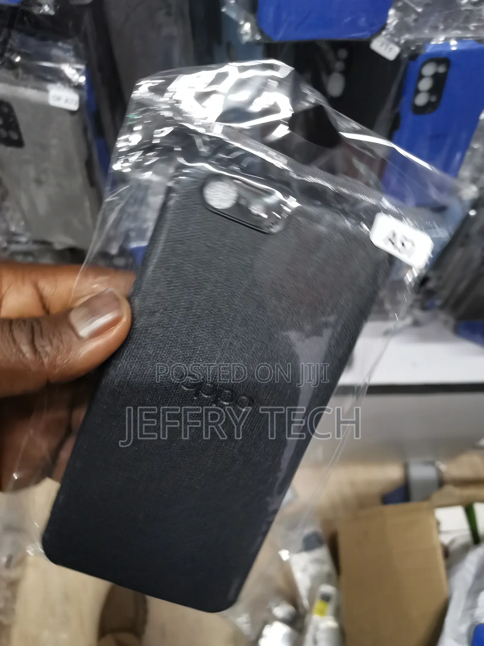 Oppo A57 Cover - Black - New Jeans Fabric Texture Leather So