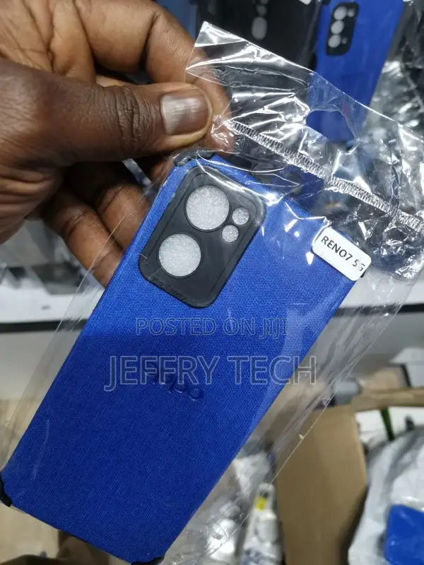 Oppo Reno 7 5G Cover - Blue Jeans Fabric Texture Leather So