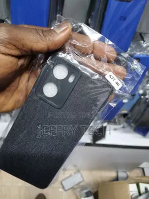 Oppo A77 Cover Black Jeans Fabric Texture Leather So